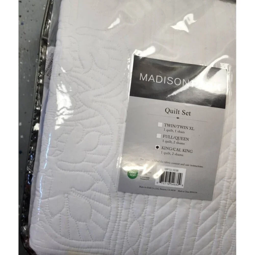 Madison Park Reversible Scalloped Edge Quilt Set King/California King White 3-Pc